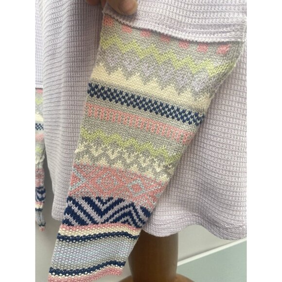 Beach Lunch Lounge Lavender Waffle Knit Thermal Long Sleeve Tee Size Medium - Picture 16 of 16